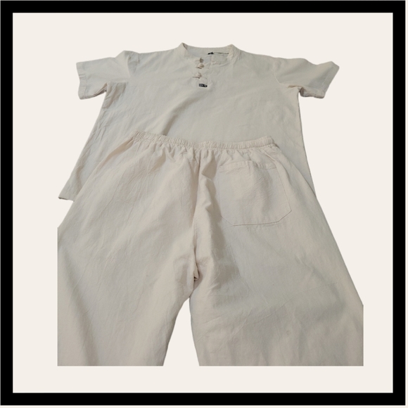 Young Mens Cotton 2 Piece Ivory Knot Garment - Picture 2 of 12